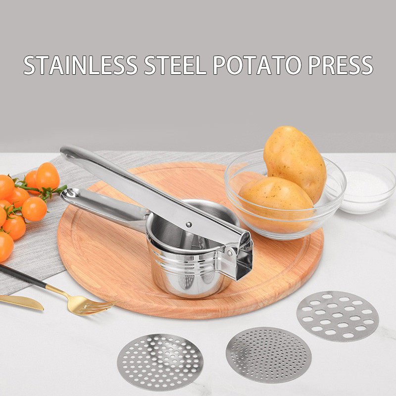 Háromszoros rozsdamentes acél burgonyanyomó többfunkciós püré zöldséggyümölcs présgép Konyhai kellékek Kiegészítők Konyhai eszköz