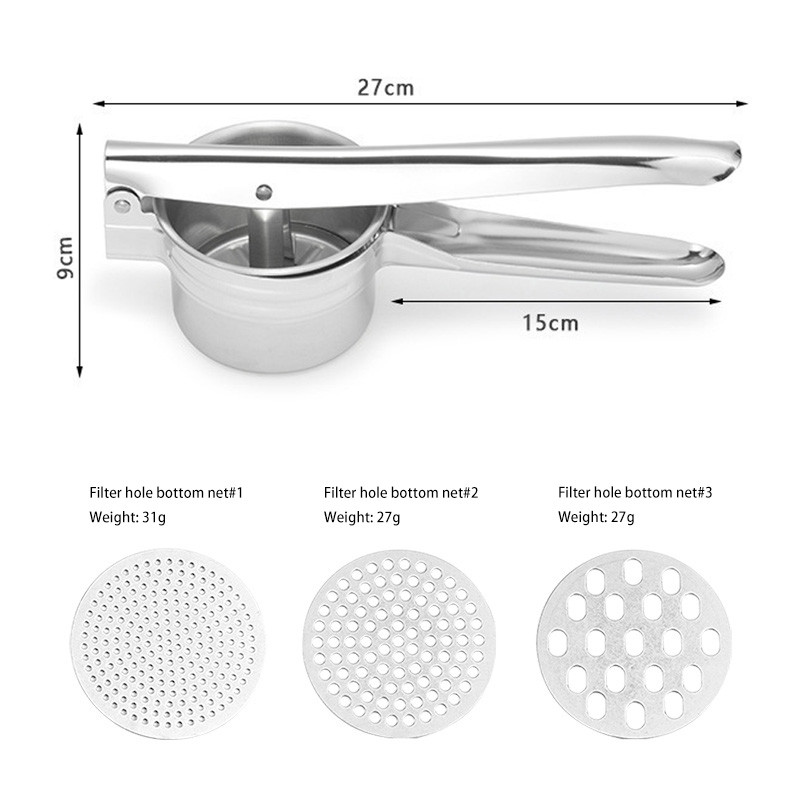 Háromszoros rozsdamentes acél burgonyanyomó többfunkciós püré zöldséggyümölcs présgép Konyhai kellékek Kiegészítők Konyhai eszköz