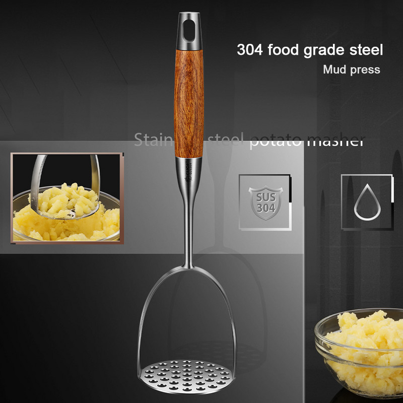 Mașină de zdrobire de cartofi din oțel inoxidabil Mașină de zdrobire pentru alimente pentru bebeluși Unelte pentru storcator de fructe și legume Concasor de presare Accesorii durabile de bucătărie