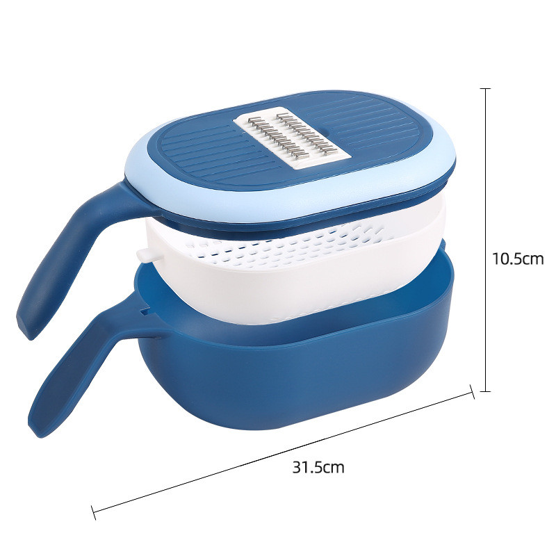 Tăiător de legume multifuncțional Mașină de tăiat cartofi Măcinat de usturoi Morcovi Răzătoare de ceapă cu strecurătoare Accesorii de bucătărie Instrument pentru legume