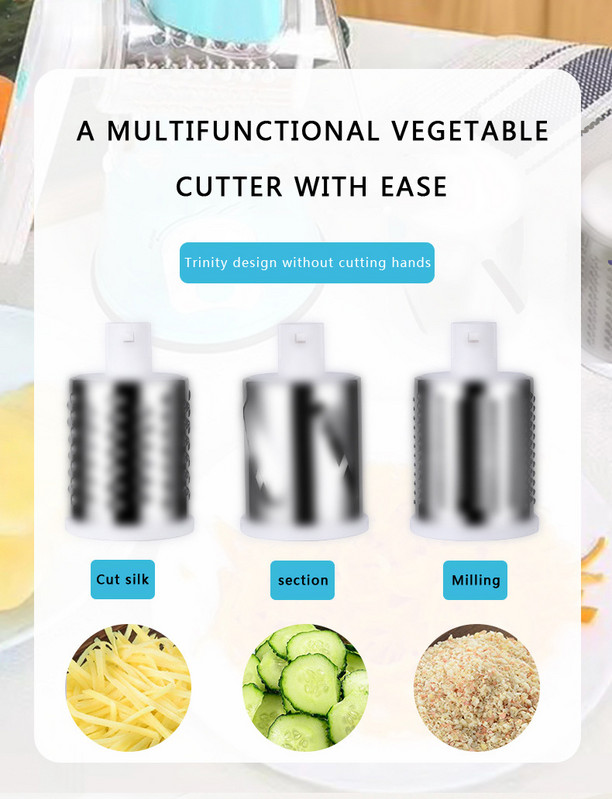 Tăiător de mână pentru legume în spirală Tăiător rotativ cu mandolină pentru brânză 3 mașină rotundă din oțel inoxidabil feliere spirală fără BPA