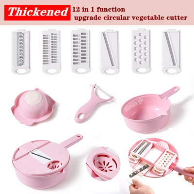12 az 1-ben többfunkciós zöldségvágó reszelő Háztartási aprító retekreszelőhöz Konyhai eszközök Élelmiszer-aprító szeletelő