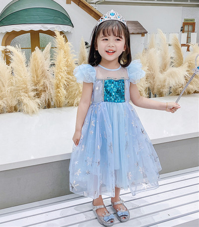 Dječja elegantna princeza haljina s kratkim ili dugim rukavima