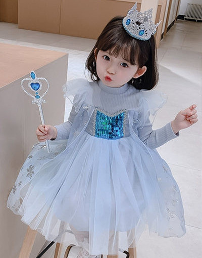 Dječja elegantna princeza haljina s kratkim ili dugim rukavima