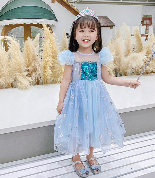 Dječja elegantna princeza haljina s kratkim ili dugim rukavima