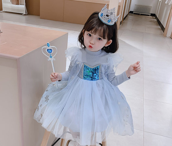 Dječja elegantna princeza haljina s kratkim ili dugim rukavima