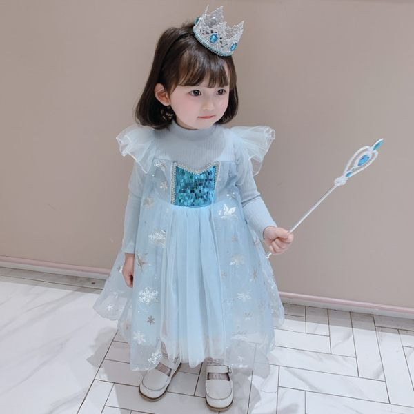 Dječja elegantna princeza haljina s kratkim ili dugim rukavima