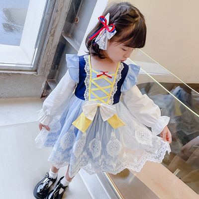 Rochie moderna pentru copii cu panglica si dantela