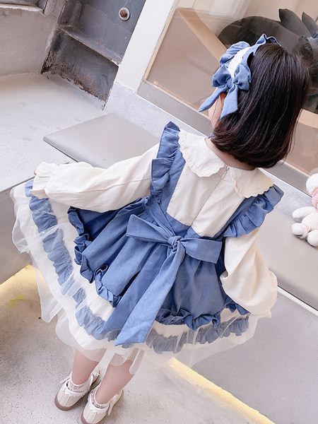 Őszi gyerekruha fodrokkal és szalaggal lányoknak