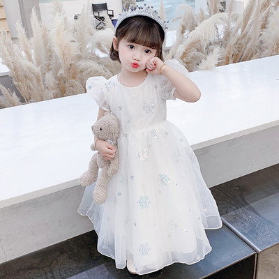 Elegáns gyerekruha flitterekkel - fehér és kék színben