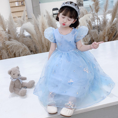 Elegáns gyerekruha flitterekkel - fehér és kék színben