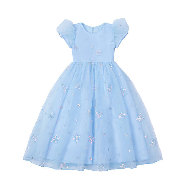 Elegáns gyerekruha flitterekkel - fehér és kék színben