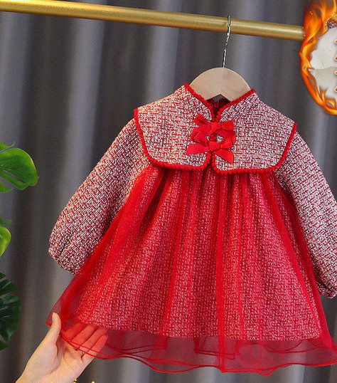 Moderna dječja haljina s trakom i tilom za djevojčice
