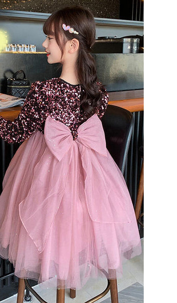 Rochie pentru copii model nou cu tul si paiete pentru fete