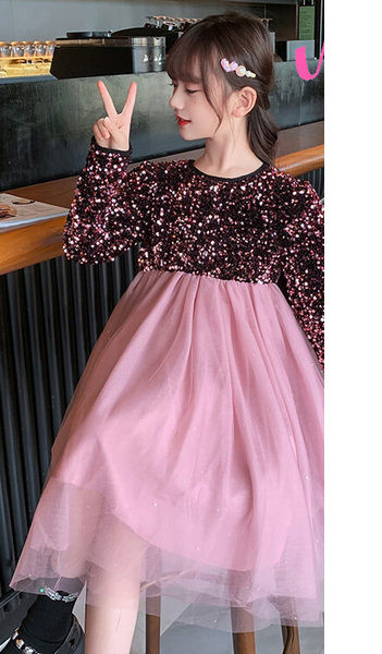 Rochie pentru copii model nou cu tul si paiete pentru fete