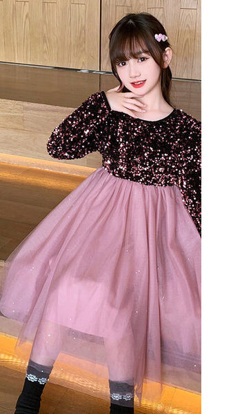 Rochie pentru copii model nou cu tul si paiete pentru fete