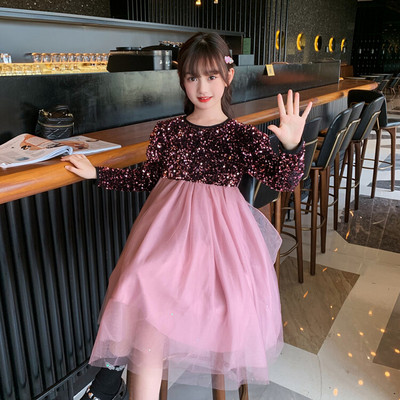 Rochie pentru copii model nou cu tul si paiete pentru fete