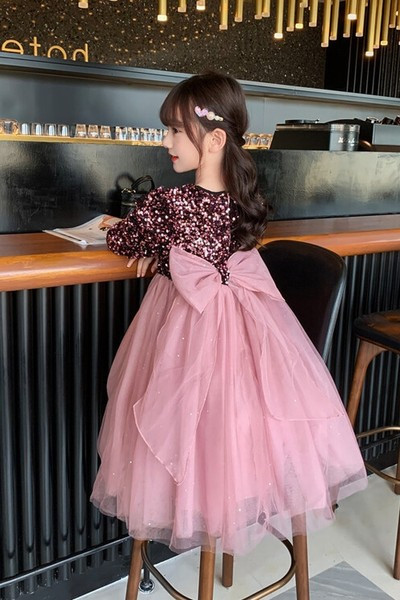 Rochie pentru copii model nou cu tul si paiete pentru fete