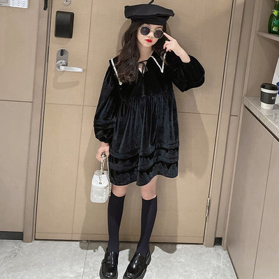 Toamna Copii Catifea Rochie Maneca Lunga Pentru Fete