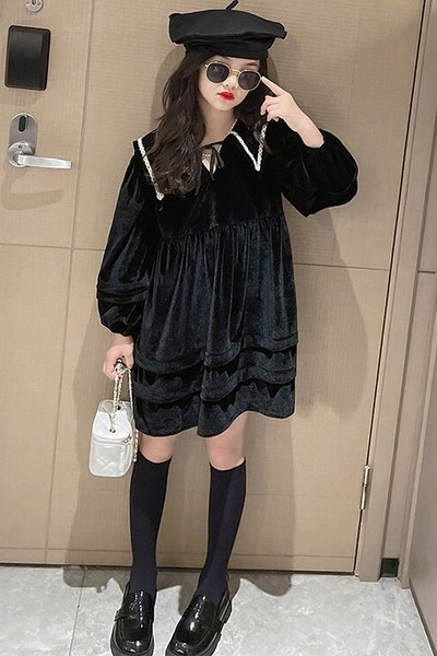 Toamna Copii Catifea Rochie Maneca Lunga Pentru Fete