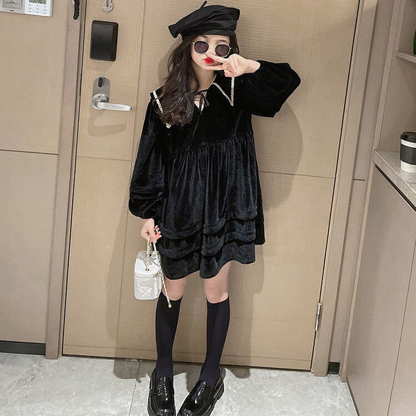 Toamna Copii Catifea Rochie Maneca Lunga Pentru Fete