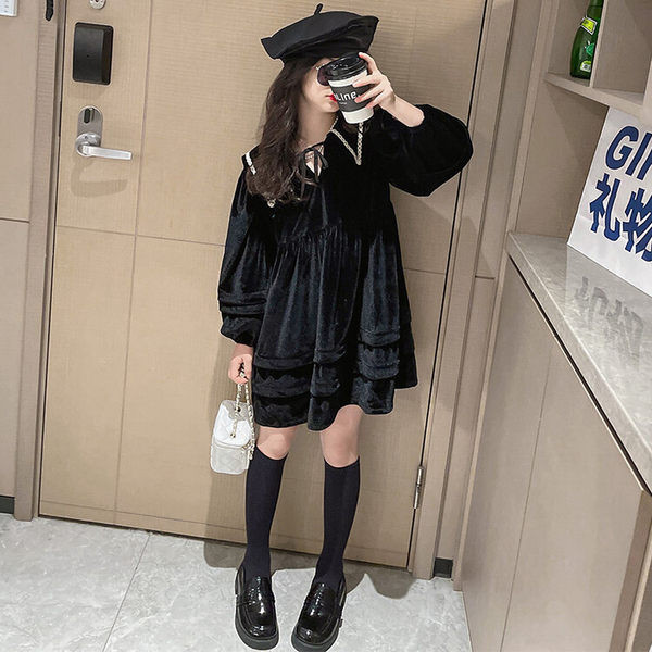 Toamna Copii Catifea Rochie Maneca Lunga Pentru Fete