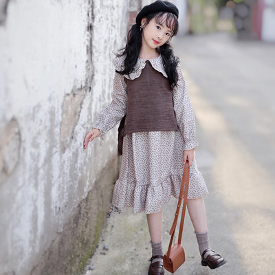 Proljetno-jesenska haljina s dugim rukavima za djevojčice