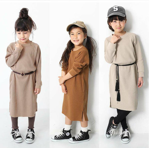 Rochie copii toamna-iarna cu maneci lungi pentru fete - stil japonez