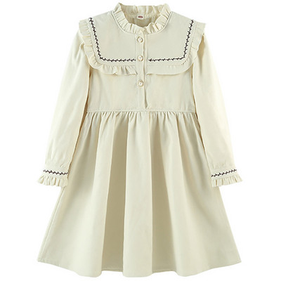 Rochie pentru fete cu maneci lungi si inchidere cu nasturi