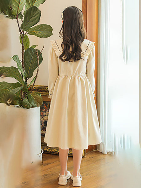 Rochie pentru fete cu maneci lungi si inchidere cu nasturi