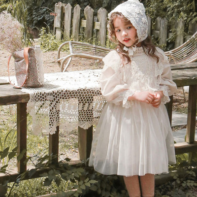 Rochie copii toamna-iarna cu dantela si maneca lunga pentru fete - stil palat