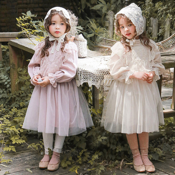 Rochie copii toamna-iarna cu dantela si maneca lunga pentru fete - stil palat