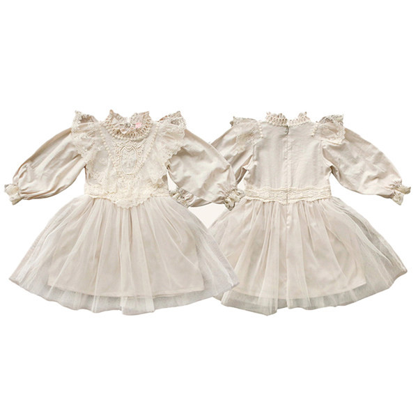 Rochie copii toamna-iarna cu dantela si maneca lunga pentru fete - stil palat