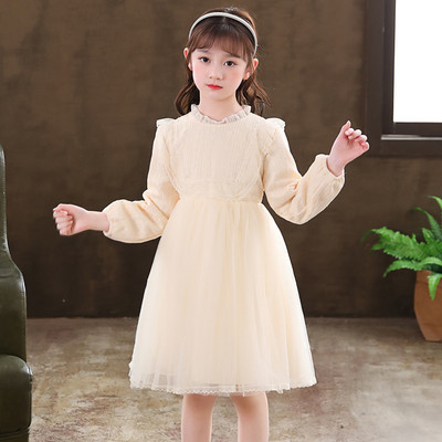 Rochie elegantă pentru fete cu mâneci lungi și decolteu oval