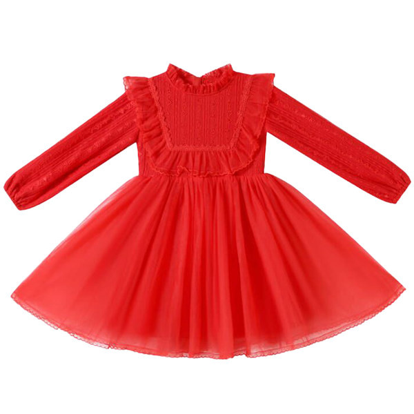 Rochie elegantă pentru fete cu mâneci lungi și decolteu oval