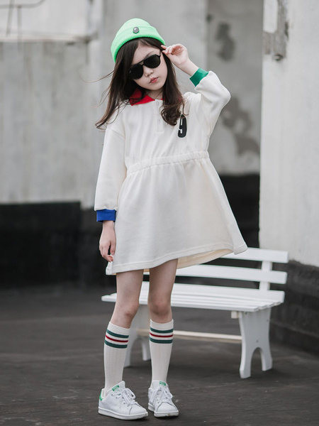 Jesensko zimska dječja haljina s kragnom za djevojčice