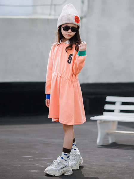 Jesensko zimska dječja haljina s kragnom za djevojčice