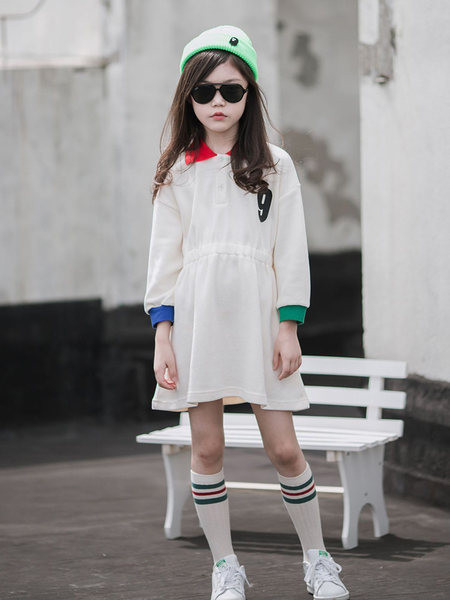 Jesensko zimska dječja haljina s kragnom za djevojčice