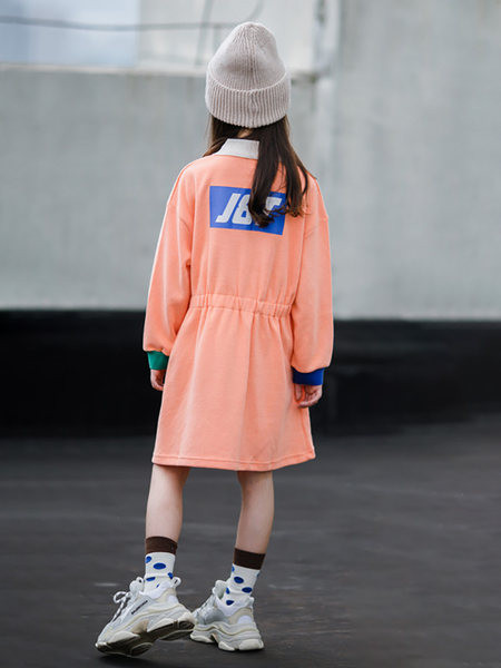 Jesensko zimska dječja haljina s kragnom za djevojčice