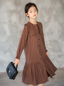 Lastele nööpidega triibuline kleit