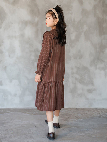 Lastele nööpidega triibuline kleit