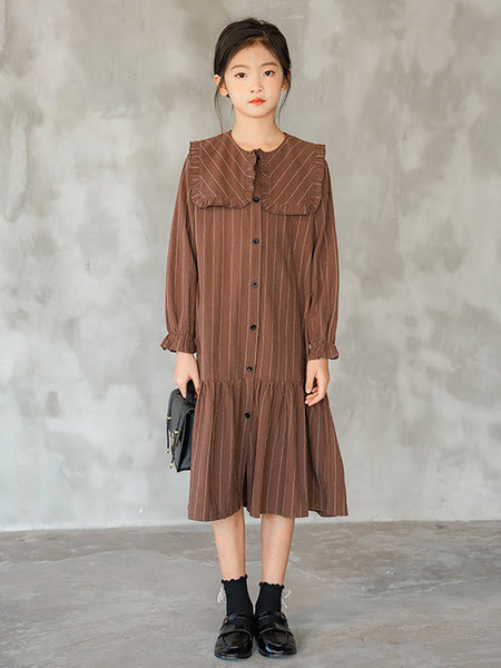 Lastele nööpidega triibuline kleit