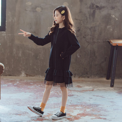 Hosszú ujjú, cipzáras alkalmi ruha lányoknak