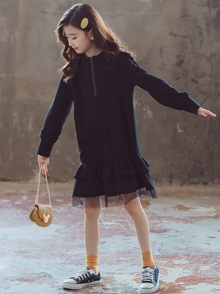 Hosszú ujjú, cipzáras alkalmi ruha lányoknak