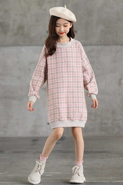 Rochie casual pentru fete cu maneca lunga si decolteu oval