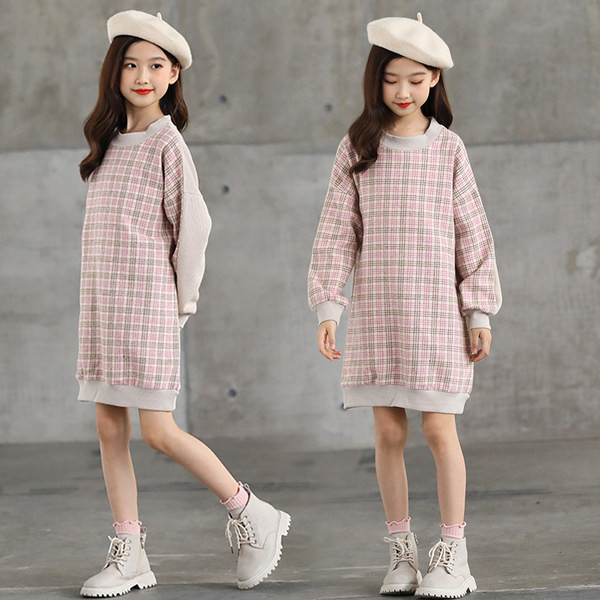 Rochie casual pentru fete cu maneca lunga si decolteu oval