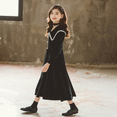 Rochie de primavara pentru fete cu maneca lunga si decolteu in V