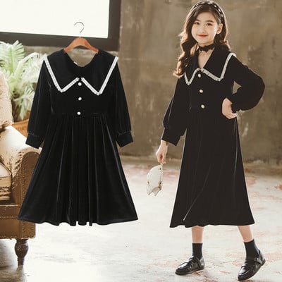 Rochie de primavara pentru fete cu maneca lunga si decolteu in V