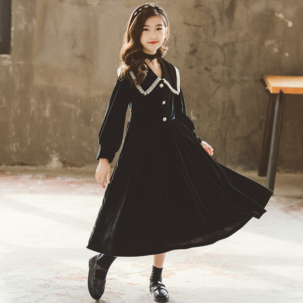 Rochie de primavara pentru fete cu maneca lunga si decolteu in V