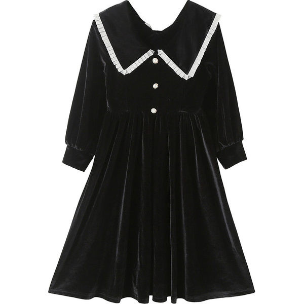 Rochie de primavara pentru fete cu maneca lunga si decolteu in V